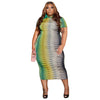 European And American New Round Neck Printed Short Sleeve Plus Size Women's Clothing Dress