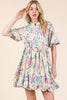 New Summer Floral Eyelet Lace Puff Sleeve Mini Shirt Dress For Women – Elegant, Trendy, Chic and Feminine Mini Shirt Dress with Puff Sleeves and Floral Eyelet Lace by Stevvex