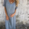 Women's Fashion Temperament Cotton Linen V-neck Semi-formal Dress