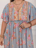 Pink Purple Plus Size Printed Flutter Sleeve Maxi Dress Elegant & Flowy Dress Unique Design by Stevvex