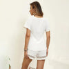 Boho Chic Lace Detail Outfit V-Neck Short Sleeve Summer Set by FitiqueFit