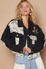 Fashionable Black Button-Up Jacket With Crochet Patches and Embroidery Unique Design Jacket by Stevvex