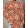 Women's Geometric Print Long Sleeve Loose Casual Tee by FitiqueFit