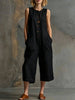 Women's Retro Sleeveless Wide-Leg Cropped Jumpsuit by FitiqueFit