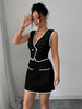 Sleeveless Irregular Top & Color-Block Pocket A-Line Skirt Set by FitiqueFit