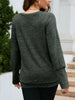 V-Neck Textured Knit Long Sleeve T-Shirt by Simply Love