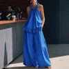 Halterneck Loose Two-Piece Set | Pleated Asymmetric Pocket Set by FitiqueFit