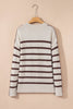 Brown Stripe Ribbed Henley Drop Shoulder Slouchy Sweater by Wild and Free Boutique