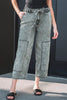 Smoke Gray Acid Wash Barrel Fit Denim Pants with Waist String by Wild and Free Boutique