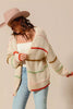 SO ME Loose Fit Multi Stripe Open Front Cardigan by FitiqueFit