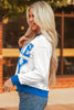White GAME DAY Letter Graphic Varsity Striped Detail Baggy Sweatshirt by Wild and Free Boutique