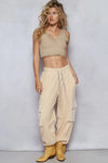 POL Drawstring Lace Pocket Patch Joggers