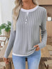 Ribbed Knit Long Sleeve Fake Two-Piece T-Shirt by Simply Love