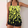 Split Leaf Print Bikini Swimsuit Plus Size