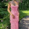 Women's Slim Fit Printed Backless Dress by FitiqueFit