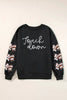 Letter Graphic Bow Long Sleeve Sweatshirt by Wild and Free Boutique