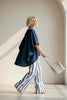 Women's Striped Batwing-Sleeve Loose Linen Two-Piece Set by FitiqueFit