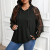 Women’s Plus Size Hoodie – Lace Long Sleeve Pullover Top by FitiqueFit