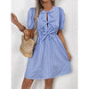 Women’s Striped Tie-Front Puff Sleeve Mini Dress by FitiqueFit