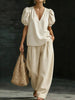 Women’s V-Neck Casual Two Piece Set by FitiqueFit