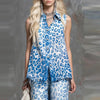 Loose-fit Leopard-print Sleeveless Shirt And Trousers Two-piece Set by FitiqueFit