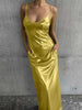 Textured Mirror-Finish U-Neck Slip Maxi Dress with Pockets by FitiqueFit