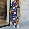 Women's Lapel-Collar Long Shirt Dress – Floral Print Midi Relaxed Fit by FitiqueFit