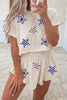 Beige Sequin Patriotic Star Cropped Tee Skort 2pcs Set by Wild and Free Boutique