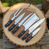6-Piece J2 Steel Kitchen Knife Set — Chef, Cleaver, Santoku, Utility, Paring & Carving Fork with Black Resin Rosewood Handles by JW SteelCrafts