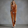 Women's Velvet Wide-Leg Pants & Sleeveless Top Set by FitiqueFit