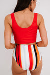 Black Square Neck Sleeveless Fashion Print Tankini Set