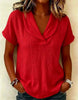 Women's Knitted Short-Sleeve Butterfly Collar Top by FitiqueFit