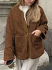 Modern Cozy Women Luxuriously Cozy Contrast Button Up Sherpa Jacket with Pockets For Fall & Winter by Stevvex