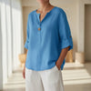 Women's V-Neck Long-Sleeve Button Top – Loose Fit Casual Blouse by FitiqueFit