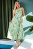 New Summer Floral Smocked Back Ruffled Hem Maxi Cami Dress – Bohemian Elegance, Feminine, Flowy, Comfortable, Effortlessly Chic by Stevvex