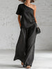 Women's Wide-Leg Pants & Top Set – 2-Piece Three-Quarter Sleeve Outfit by FitiqueFit