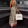 Leisure Holiday Hollow Tie Vintage Printed Dress