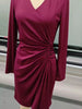 Front Ruched V-Neck Long Sleeve Dress by Wild and Free Boutique
