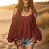 Women's Ruffle Detail Puff Sleeve Blouse – Strap-Layered Lace-Look by FitiqueFit