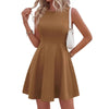Off-the-Shoulder Sleeveless Fitted Waist Short Dress – A-Line Ruffle Hem by FitiqueFit