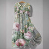 Creative Floral Shading Three-quarter Sleeve Dress