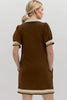 Trendy Contrast Short Sleeve Mini Dress Soft & Comfortable Casual Dress for Women by Stevvex