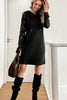 Black Long Sleeve Hooded Dress With Lace Detail Stylish Comfortable Women’s Dress Luxury Unique Design Dress by Stevvex
