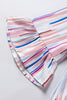 White Striped Abstract Print Ruffle Half Sleeve Blouse