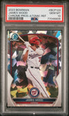 Graded 2023 Topps Bowman James Wood #BCP129 Chrome Prospects Atomic Refractor Rookie RC Baseball Card PSA 10 Gem Mint