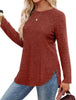 Casual Ribbed Knit Long Sleeve T-Shirt by Simply Love