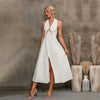 Women's Sleeveless Halter Neck Maxi Dress – A-Line High Waist by FitiqueFit