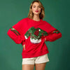 Women’s Christmas Sequined Round Neck Casual Sweatshirt by FitiqueFit
