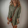 Solid Color Fashion Long Sleeve Stitching Dress Women