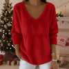 Women’s Plush V Neck Drop Shoulder Pullover Sweater by FitiqueFit